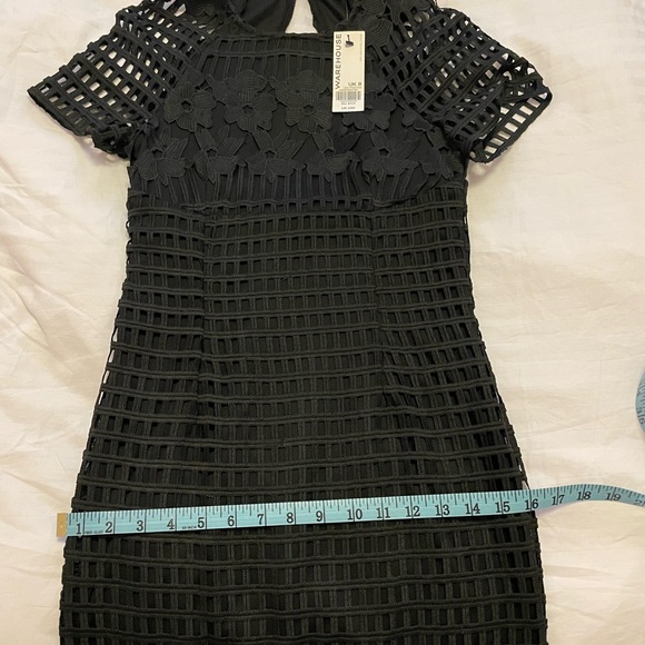 Brand New! ASOS Warehouse Premium Lace Pencil Dress - Black / UK 8 with tags - Picture 6 of 7